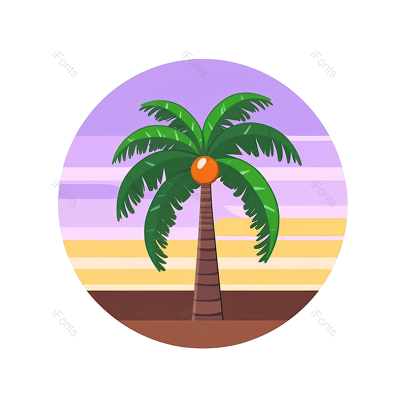 旅游图标图片,椰子树元素,旅游PNG,徽章免抠素材